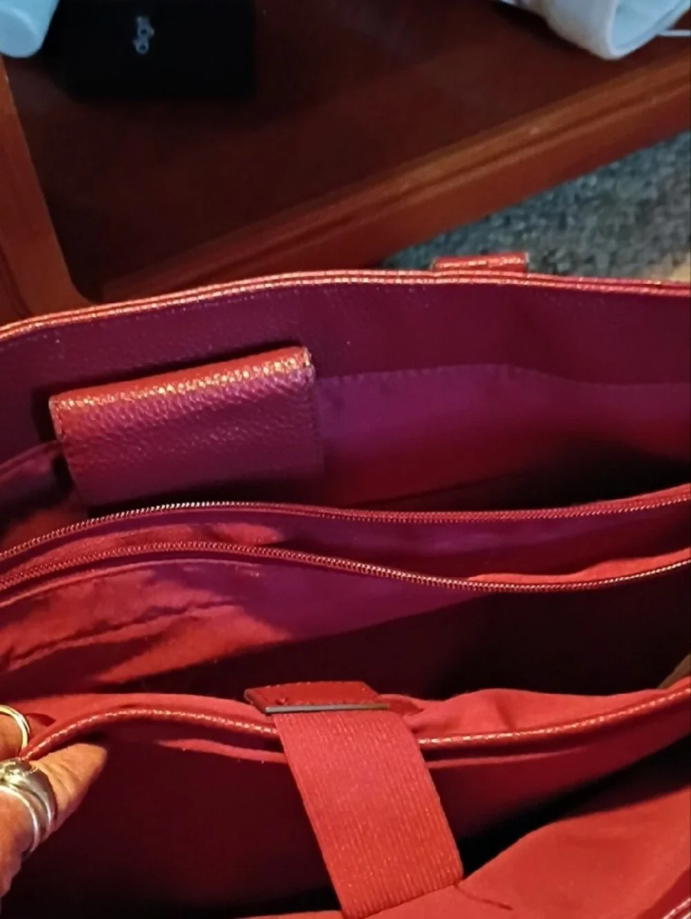 Liz Claiborne Red Pebbled Leather Tote